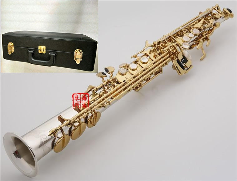 Japan Soprano Saxophone W-037 Nickel silver High Quality Straight B flat Sax Musical Free Shipping with Hard boxs