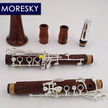 Load image into Gallery viewer, MORESKY Red Wood Professional Clarinet Bb  Rosewood Mahogany Clarinet Silvering keys Solid wood
