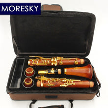 Load image into Gallery viewer, MORESKY Red Wood Professional Clarinet Bb  Rosewood Mahogany Clarinet Silvering keys Solid wood
